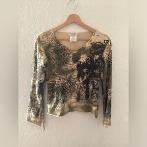 Vintage Christian Dior Y2K Accubi Bell Sleeve Top Rare